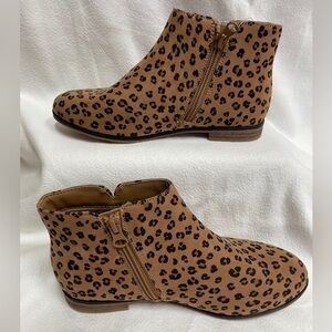 NWT Cat & Jack Girls Booties Size 4 Animal Leopard Print Black/Brown/ Opal Zip